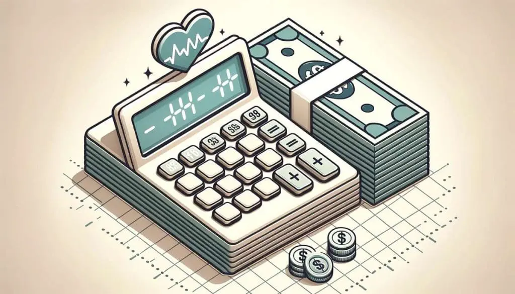 Calculato and dollars on a table, representing the cost of pre-employment physicals.