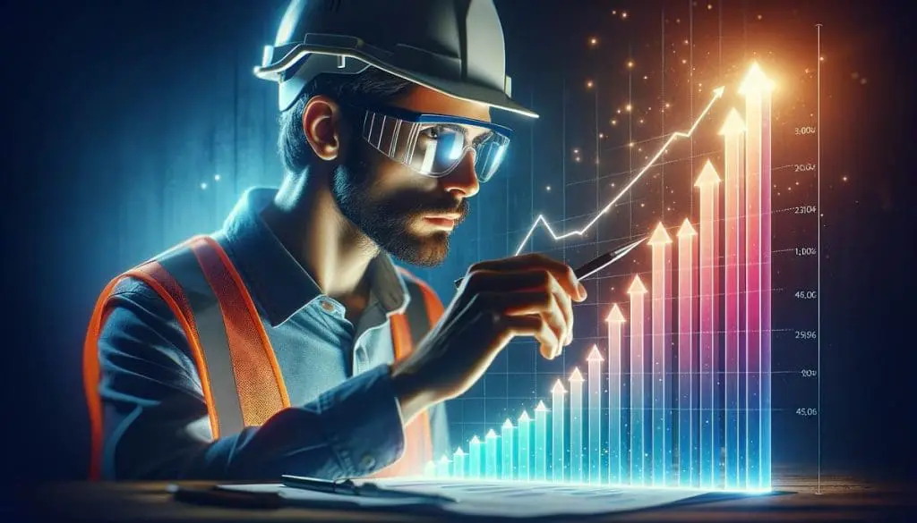 Engineer analyzing a bar chart, showcasing the fundamentals of what is cost engineering.