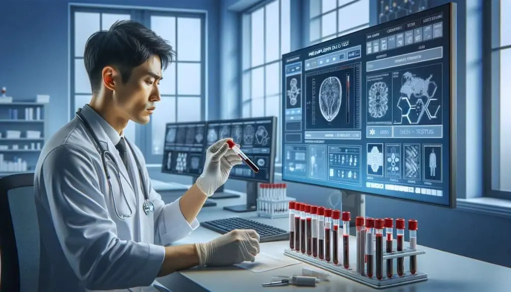 Technician analyzing blood samples for common substances in pre-employment testing