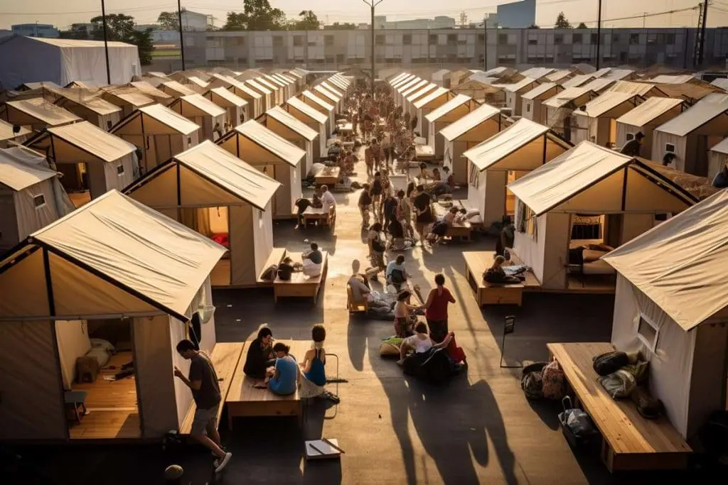 Community involvement in setting up temporary shelters after a natural disaster