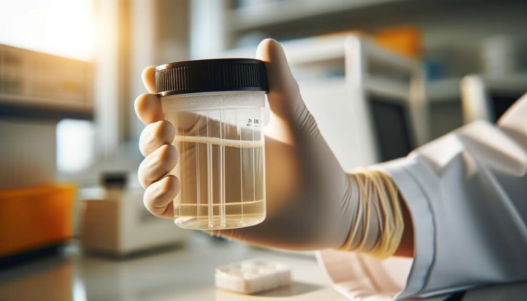 Close-up of urine sample for non-DOT drug test