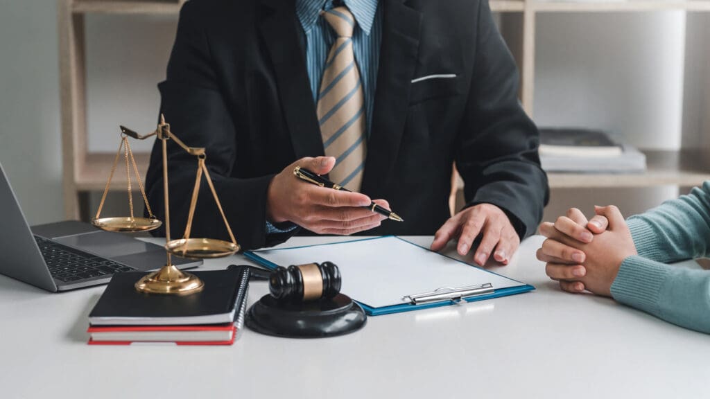 Lawyer explaining drug testing policies and compliance requirements to an employer